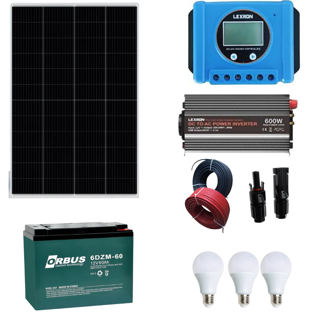 800 WATT GÜNEŞ ENERJİLİ SOLAR TELEVİZYON VE AYDINLATMA PAKETİ