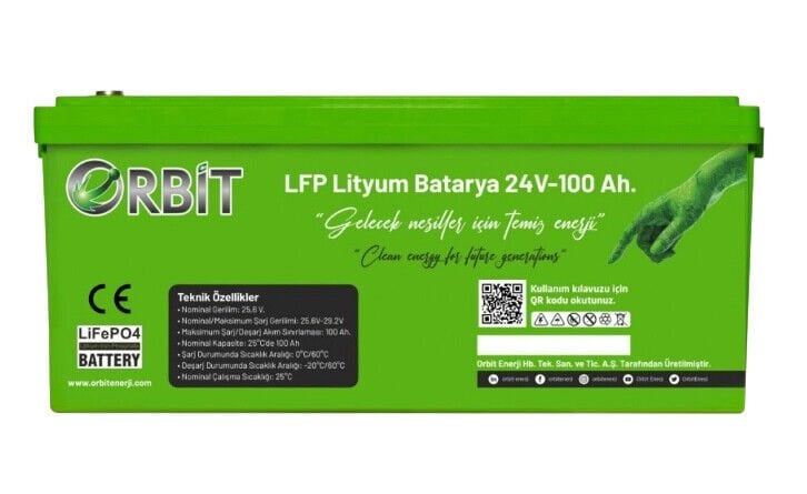 ORBİT 24V 100 AH LİFEPO4 AKÜ-ABS KASA