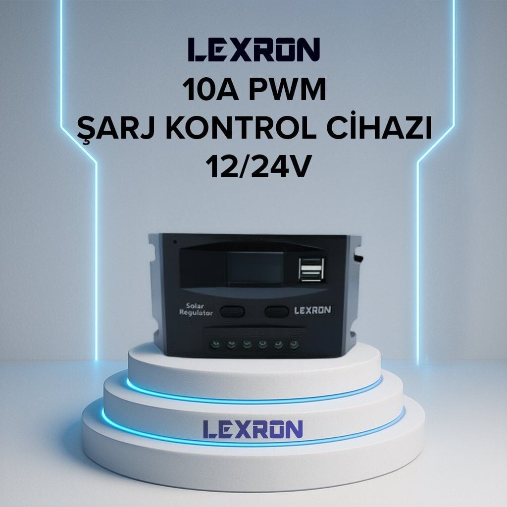 LEXRON 12/24 V 10A PWM ŞARJ REGÜLATÖRÜ