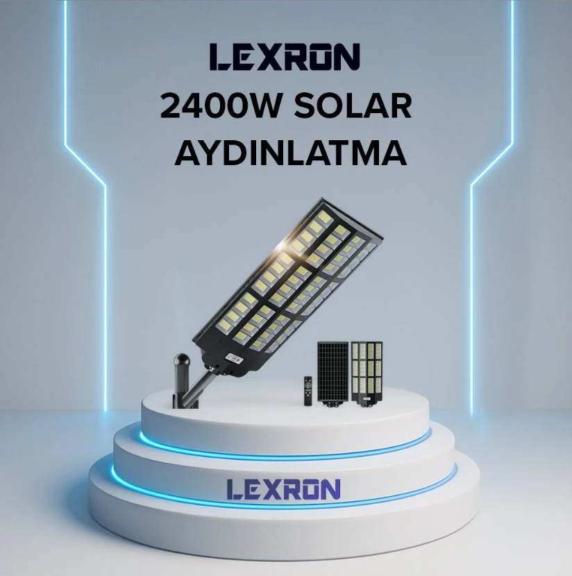 Lexron 2400 W Solar Güneş Enerjili Bahçe Ve Sokak Lambası
